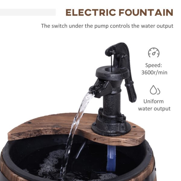 Wooden Barrel Pump Garden Fountain Water Feature Planter Garden Free Shipping 15