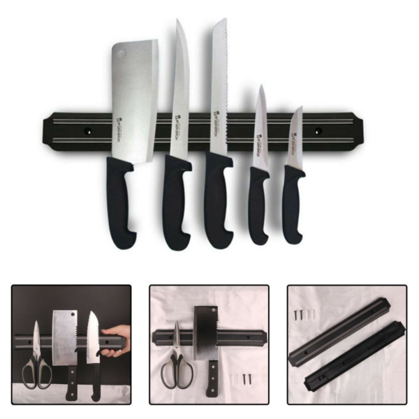 Magnetic Knife Holder 20cm Stainless Steel Wall Mount Kitchen Description Keep knives neatly organized, within easy reach, and safely stored with the Magnetic Knife Holder. The 20 cm stainless steel strip mounts to a wall, freeing counter space and adding a sleek, functional touch to any kitchen, workshop, or craft area. Durable construction and a strong magnetic strip hold blades securely in place. – 20 cm length fits most kitchen knives – Durable stainless steel with rust-resistant finish – Strong magnetic hold keeps blades secure – Wall-mounted design frees counter space – Easy to wipe clean and maintain – Ideal for home kitchens, workshops, and hobby spaces Home & Garden Free Shipping 13