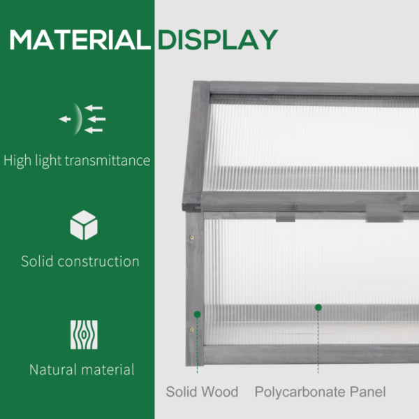 Cold Frame Greenhouse Wooden 90x52x50cm Grey Indoor Outdoor Greenhouses & Cold Frames Free Shipping 11