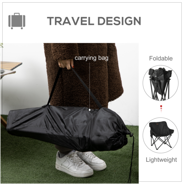 Outsunny Folding Camping Chair with Carry Bag and Side Mesh Pocket, Black Car & Caravan Free Shipping 11