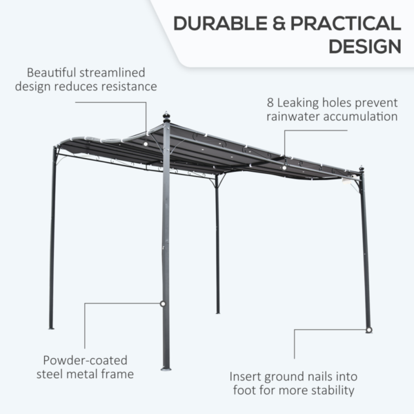 Awning Freestanding 3x3m Metal Wall Canopy Grey Outdoor Shade Garden Free Shipping 11