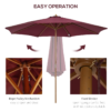 Wooden Garden Parasol 3m with Fir Pole, Adjustable Tilt Wine Red Garden Free Shipping 27