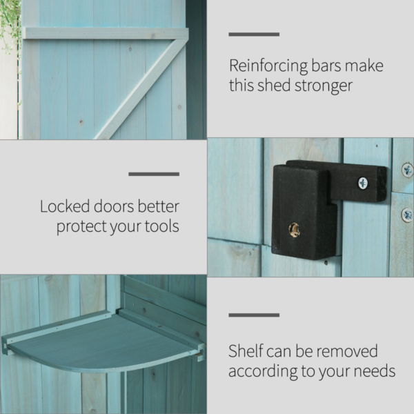 Wood Tool Storage Cabinet – 3-Shelf Garden Shed Organizer Garden Free Shipping 11