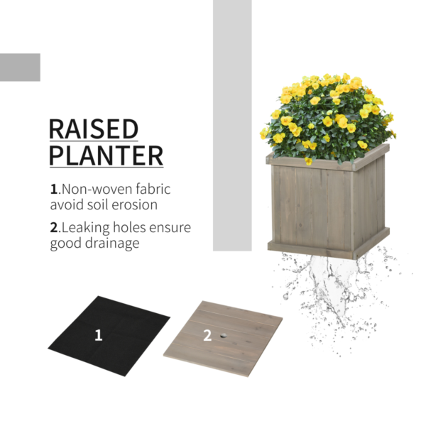 Planter and Bench Combo – Raised Bed, Patio Grey Finish, Outdoor Flower Pots & Planters Free Shipping 11