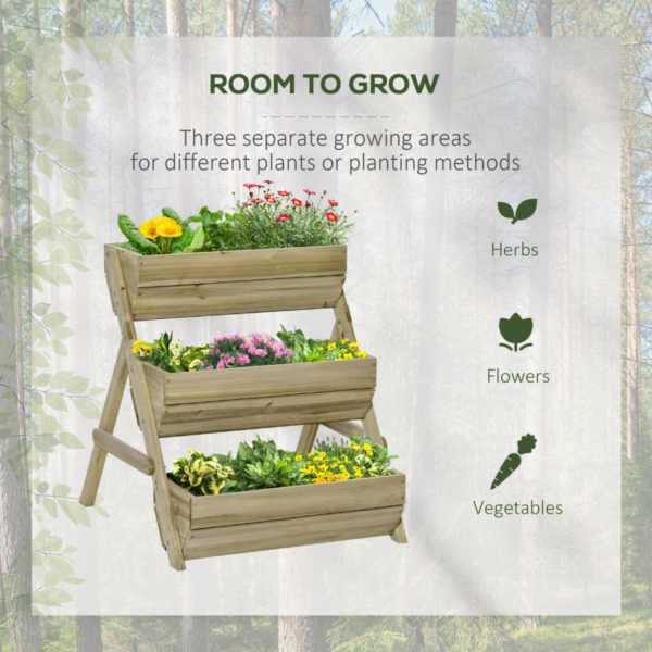 Raised Garden Bed Kit – 3-Tier, 120x68x80 cm, Green Outdoor Description Upgrade your outdoor space with a three-tier raised garden bed kit. The elevated design maximizes growing area while keeping plants accessible for easy maintenance. Ideal for flowers, vegetables, and herbs in small gardens, patios, or balconies. – Multi-level design to maximize space and simplify tending. – Dimensions: 120 x 68 x 80 cm footprint for versatile placement. – Durable, outdoor-ready construction built for reliable outdoor use. – Easy assembly with included panels and hardware for quick setup. – Suitable for flowers, vegetables, herbs, and mixed plant displays. – Designed for adults, families, and DIY enthusiasts seeking practical gardening solutions. Flower Pots & Planters Free Shipping 11
