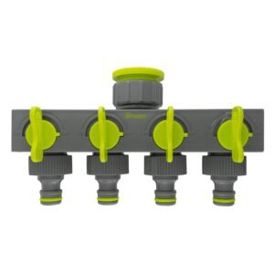 4-Way Splitter with Valves Lime Garden Hose Connection Set Free Shipping