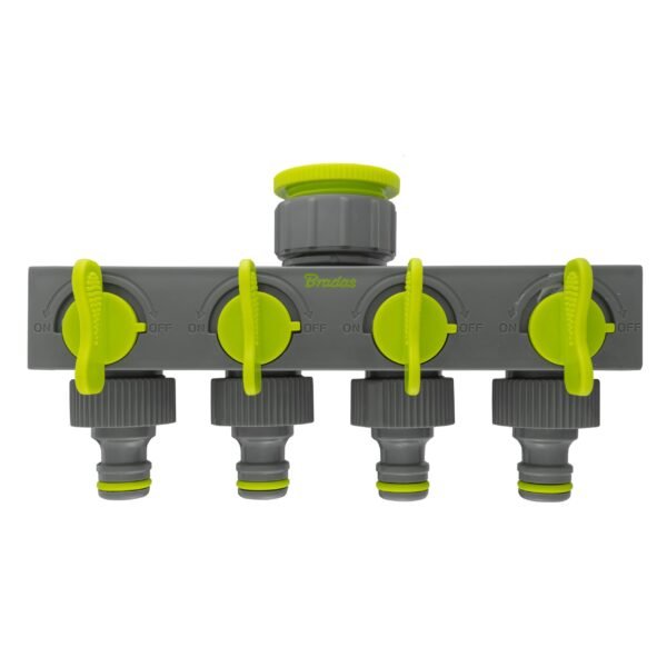 4-Way Splitter with Valves Lime Garden Hose Connection Set Free Shipping 5