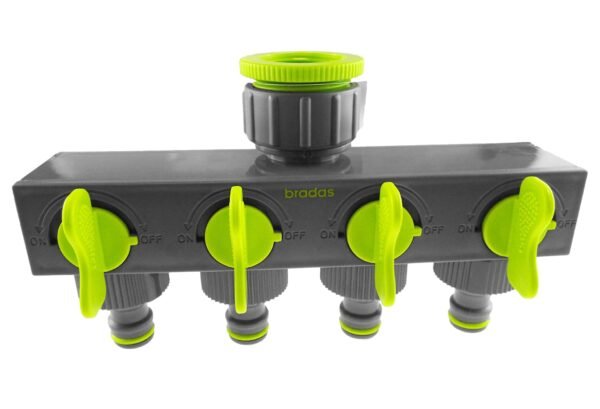 4-Way Splitter with Valves Lime Garden Hose Connection Set Free Shipping 7