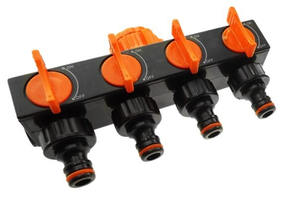 4-way splitter with valves black/orange – heavy duty outdoor garden tap uk garden hose connection set free shipping 5