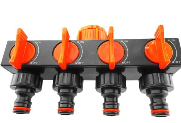 4-way splitter with valves black/orange – heavy duty outdoor garden tap uk garden hose connection set free shipping 7