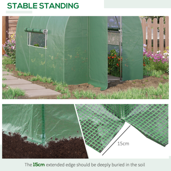 Walk-in Polytunnel Greenhouse 3x2m - Reinforced Steel Frame