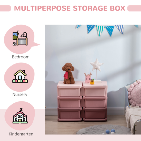Kids Toy Storage Unit with Six Drawers – Pink HOMCOM Baby Free Shipping 13