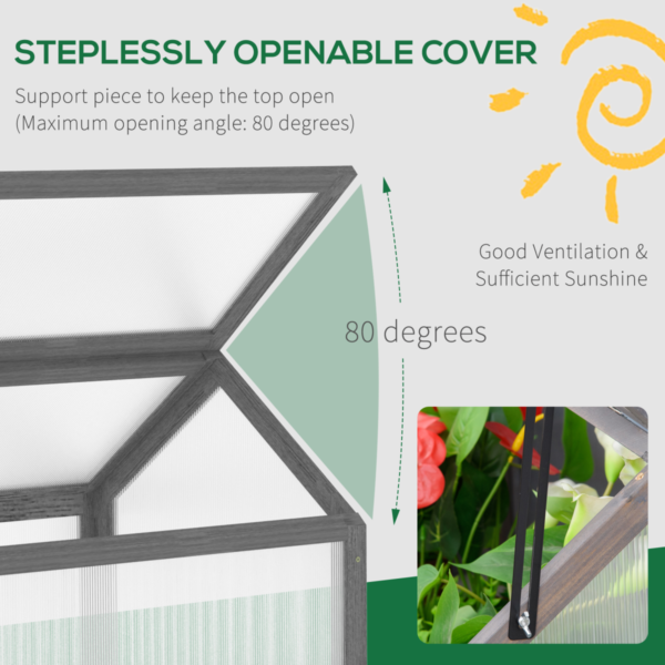 Cold Frame Greenhouse Wooden 90x52x50cm Grey Indoor Outdoor Greenhouses & Cold Frames Free Shipping 13