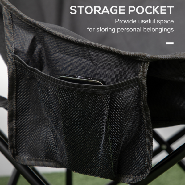 Outsunny Folding Camping Chair with Carry Bag and Side Mesh Pocket, Black Car & Caravan Free Shipping 13