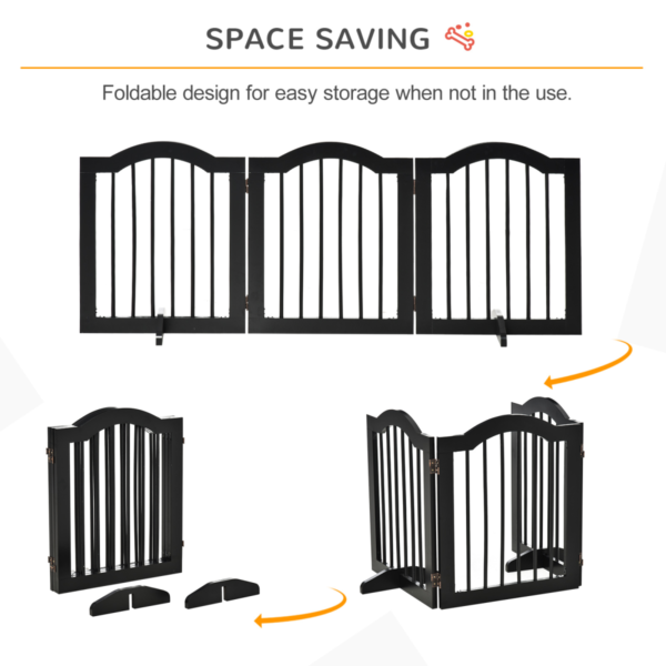 Dog Gate 3-Panel Freestanding Wood Barrier with Support Feet Dogs Free Shipping 13