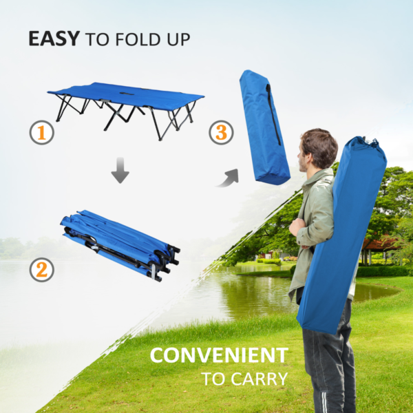 Outsunny Double Camping Folding Cot with Carry Bag – Portable Blue Sunbed Lifestyle & Decor Free Shipping 13