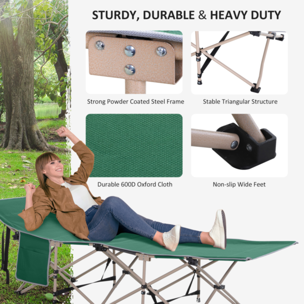 Outsunny Green Portable Camping Cot Bed – 190×68 cm, 150 kg Lifestyle & Decor Free Shipping 13