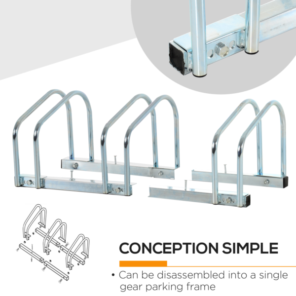 Three-Bike Parking Rack with Detachable Stand – Wall or Floor Mount, Silver Hand Tools & Accessories Free Shipping 13