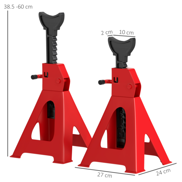 HOMCOM 3-Ton Axle Stands (Pair) Adjustable, Stable Pyramid Base Hand Tools & Accessories Free Shipping 13