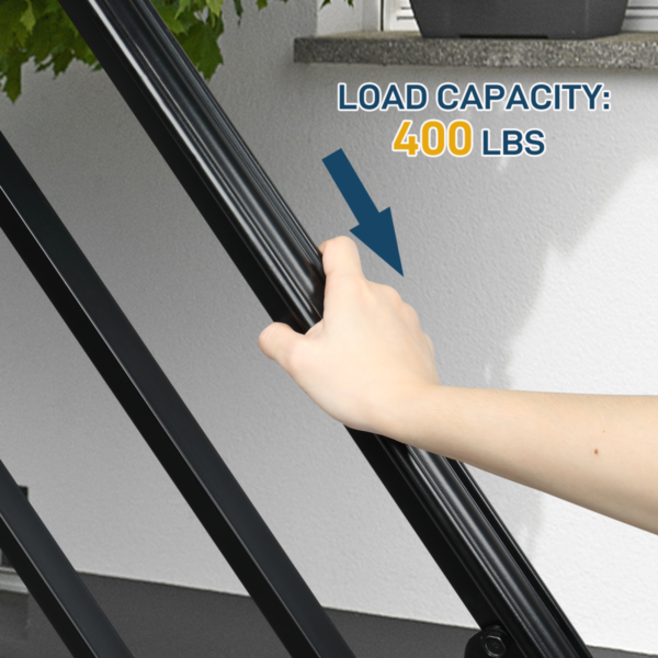 Outdoor Handrail for 1-4 Steps Wrought Iron Black Install Kit Door Steps Free Shipping 15