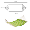 Outdoor Hammock Cotton Swing Bed with Pillow for Patio Deck Relaxed outdoor lounging starts with this double cotton hammock swing bed. Designed for patios, decks and gardens, it accommodates two adults when installed with a suitable stand or anchored securely between trees. The included pillow adds head and neck comfort for long, leisurely afternoons. Key features: – Double design for two adults; weight capacity depends on anchors or stand – 100% cotton fabric for breathable, soft lounging – Includes a pillow for added head and neck support – Suitable for patios, gardens and decks; compatible with standard hammock stands or tree mounts (hardware not included) – Lightweight and portable; easy to set up and store when not in use – Not weatherproof; store indoors or use a protective cover in harsh weather – Model-specific dimensions and weight capacity available in the product specs Lifestyle & Decor Free Shipping 29