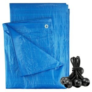 Blue S-Grade Tarpaulin with 10 x 6" Bungee Balls (Black)