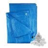 Blue lightweight tarpaulin 1m x 1m with 20 x 4″ bungee balls (white) kit new arrivals free shipping
