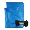 Blue lightweight tarpaulin 1m x 1m with 10m of 8mm bungee rope kit tarp sets free shipping