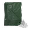 Green lightweight tarpaulin 1m x 1m with white 4 inch bungee balls kit