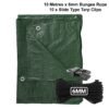 Green lightweight tarpaulin 1m x 1m with 10m of 6mm bungee rope & 10 tarp clips (slide type) kit tarp sets free shipping