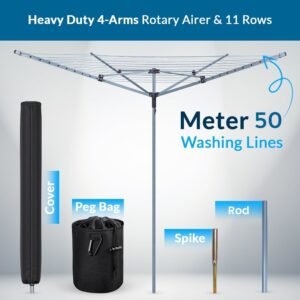 Rotary Airer Cover 50m with Metal Spike for Outdoor Drying Hose Reels & Hangers Free Shipping