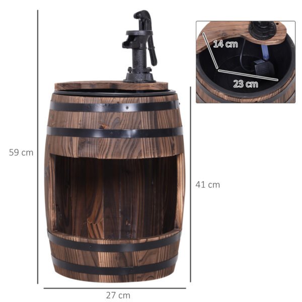 Wooden Barrel Pump Garden Fountain Water Feature Planter Garden Free Shipping 13
