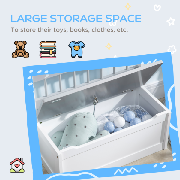 Wooden Toy Box & Storage Bench with Safety Rod – Grey for Kids Baby Free Shipping 15