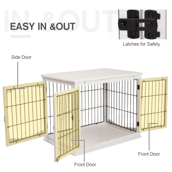 Wooden Dog Crate End Table with Metal Wire Cage – Small Dog White Dogs Free Shipping 15