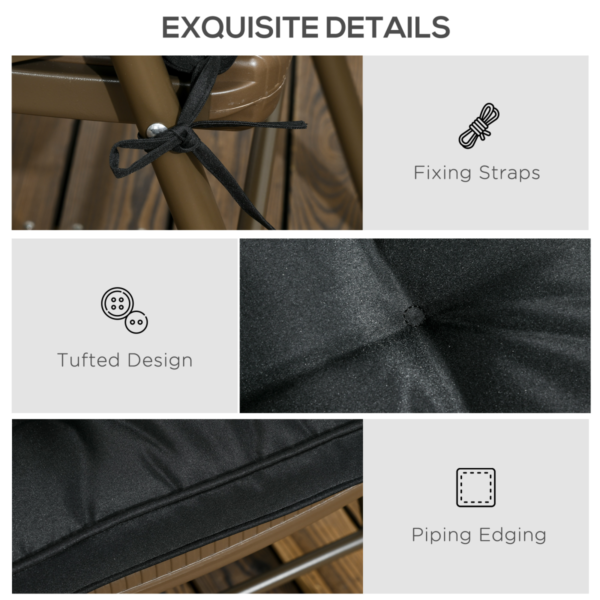 Garden Seat Cushion 40x40cm with Ties for Dining Chairs – Black Lifestyle & Decor Free Shipping 15