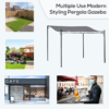 Awning Freestanding 3x3m Metal Wall Canopy Grey Outdoor Shade Garden Free Shipping 31