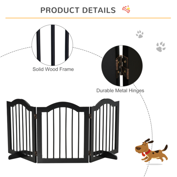 Dog Gate 3-Panel Freestanding Wood Barrier with Support Feet Dogs Free Shipping 15