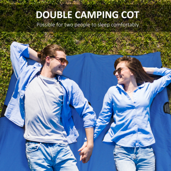 Outsunny Double Camping Folding Cot with Carry Bag – Portable Blue Sunbed Lifestyle & Decor Free Shipping 15