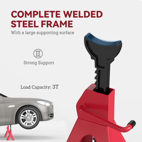 HOMCOM 3-Ton Axle Stands (Pair) Adjustable, Stable Pyramid Base Hand Tools & Accessories Free Shipping 15