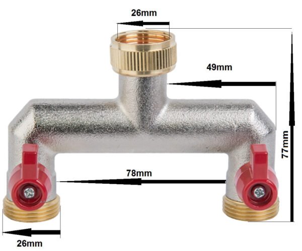 Two way tap splitter brass 3/4″ bsp home & garden free shipping 3