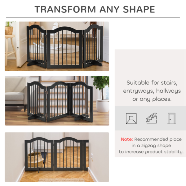 Dog Gate 3-Panel Freestanding Wood Barrier with Support Feet Dogs Free Shipping 17