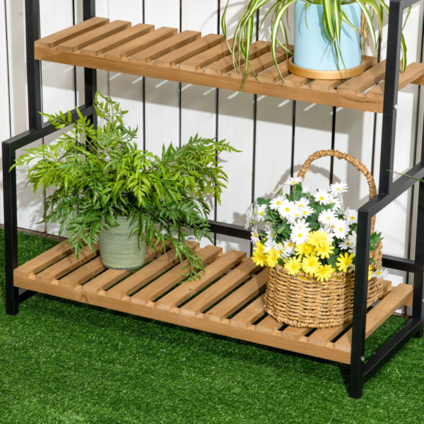 3-Tier Plant Stand with Hanging Hooks for Indoor/Outdoor Garden Decoration Garden Free Shipping 17