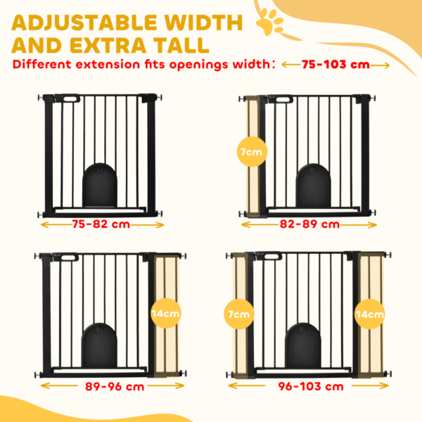 Pet Safety Gate Extra Wide 75-103 cm, Locking, Black for Stairs Horse & Petcare Free Shipping 19