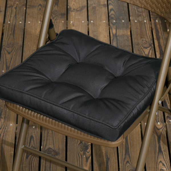 Garden Seat Cushion 40x40cm with Ties for Dining Chairs – Black Lifestyle & Decor Free Shipping 19
