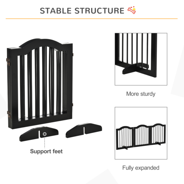 Dog Gate 3-Panel Freestanding Wood Barrier with Support Feet Dogs Free Shipping 19