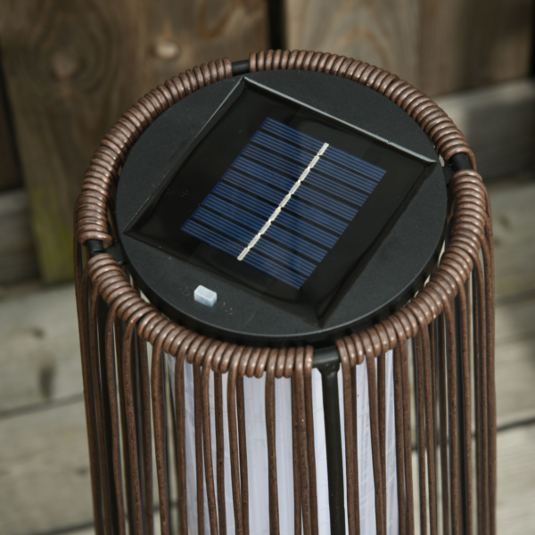 Garden Solar Lights: Woven Resin Wicker Lantern Auto On/Off