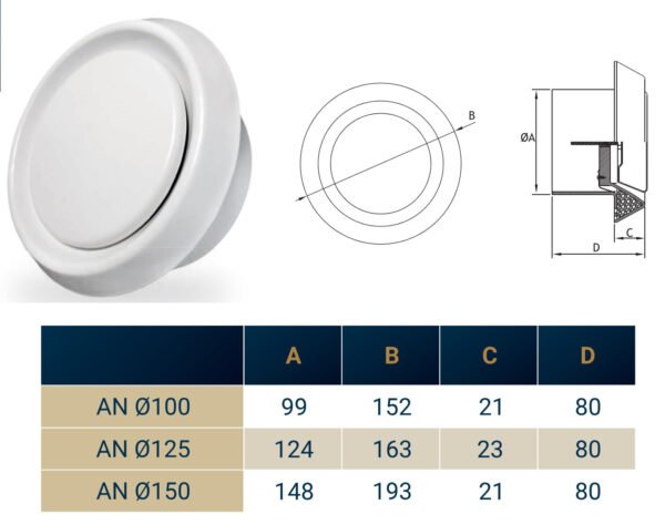 White ABS Extract Ceiling Valve 125mm Anemostats Free Shipping 33