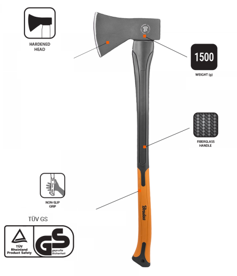 Universal Fiberglass Axe 1500g DIY Tools Free Shipping 9