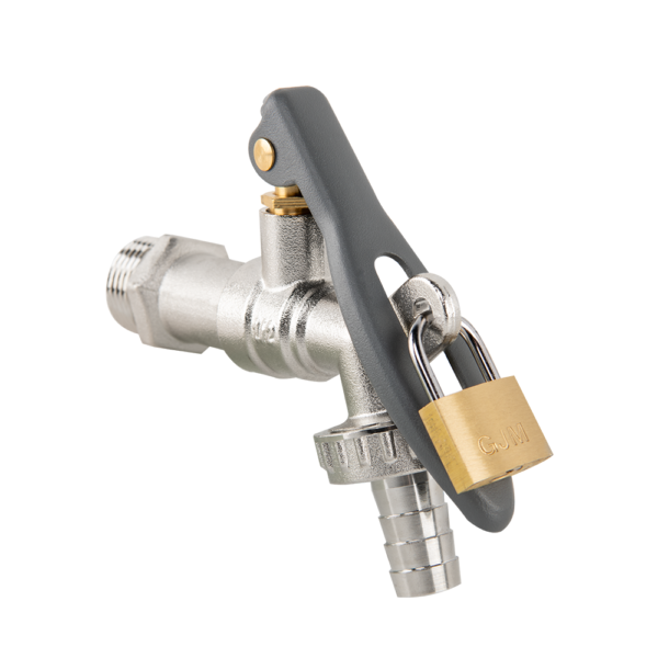 Lever Tap Brass Nickle Plated 1/2" BSPM Inlet with Hose Barb