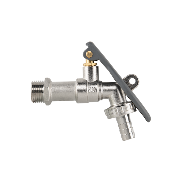 Lever Tap Brass Nickle Plated 1/2" BSPM Inlet with Hose Barb